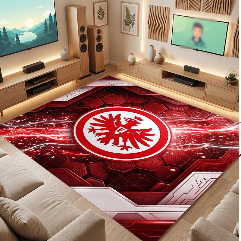 Eintracht Frankfurt Football Print Crystal Velvet Rug, Comfortable Water Absorbent Non Slip Indoor Floor Carpet