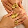 High-End Edelstahl Blumen- & Seestern Offener Ring für Damen