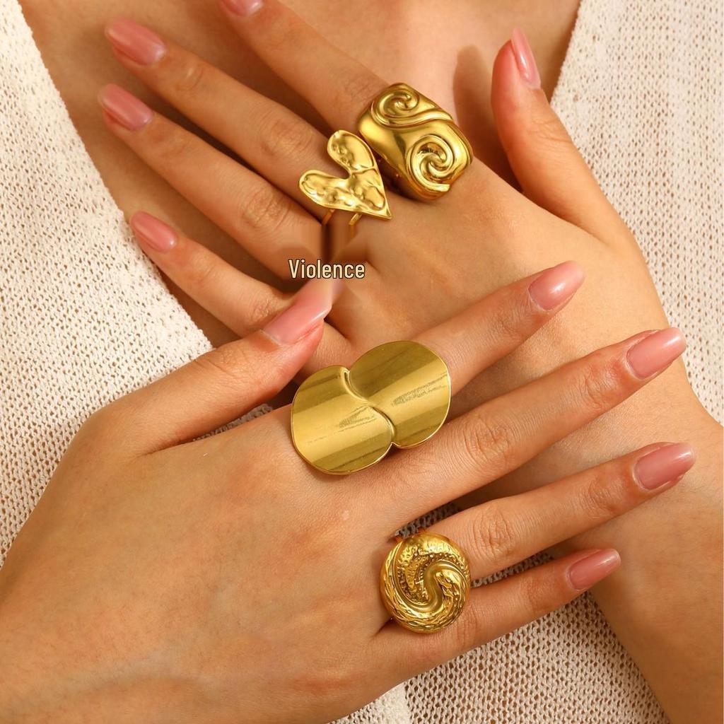 High-End Edelstahl Blumen- & Seestern Offener Ring für Damen