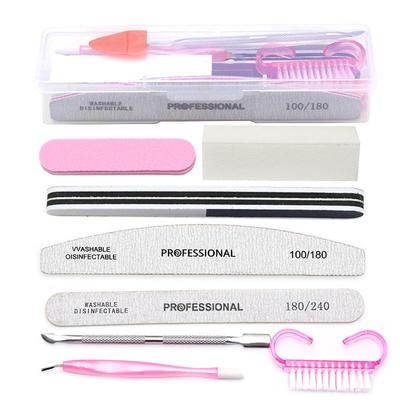 Gray-White Half-Moon Nail File: Double-Sided Shaping and Polishing Tool Set In Stock