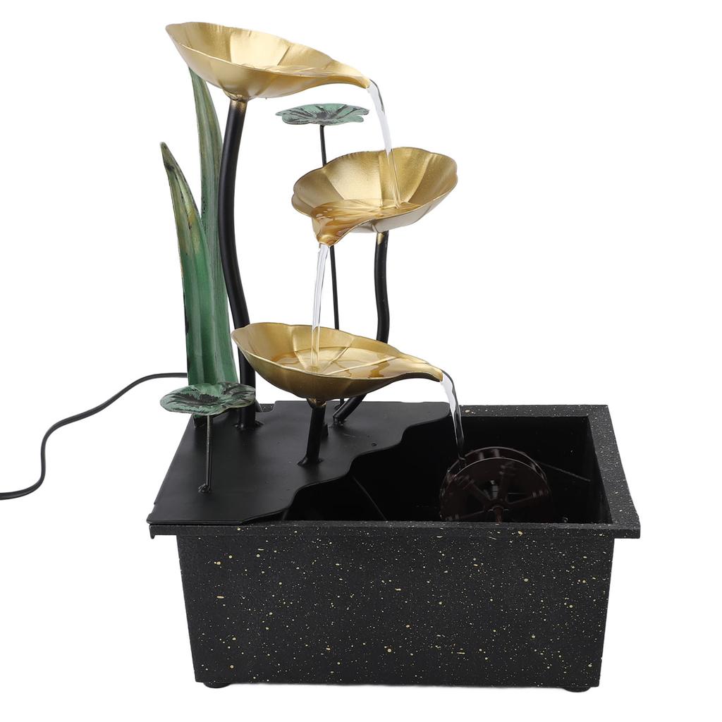 USB Tabletop Fountain Quiet Circulating Water Decorative Iron Desk Waterfall Fountain with LED Light for Living Room