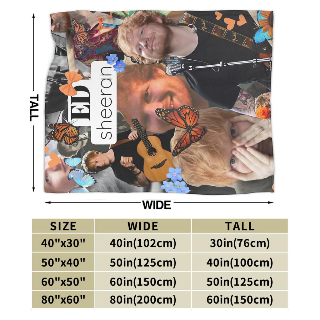Ed Sheeran Tour Flannel Blanket Soft Warm Throw Blanket for Couch Bed Picnic Print Bedspread Sofa Bed Cover