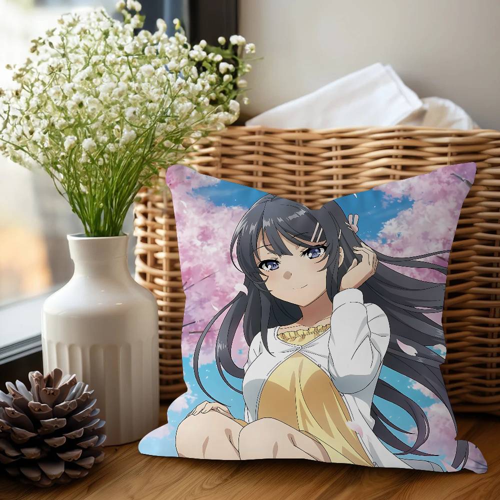 Sakurajima Mai Anime Cushion Cover Car Throw Pillow Case For Sofa Car Christmas Gift 40x40cm 45x45cm