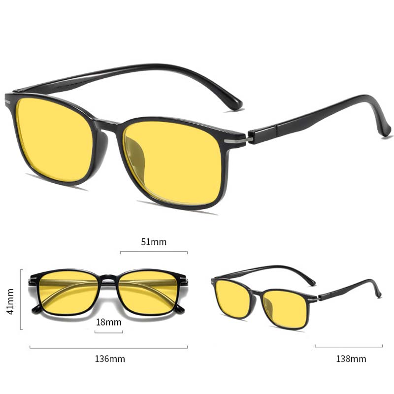 Ochelari de vedere nocturnă anti-reflexie pentru femei și bărbați, ochelari de vedere cu ramă pătrată ultraligeri, Retro Minus Eyewear To-4.0