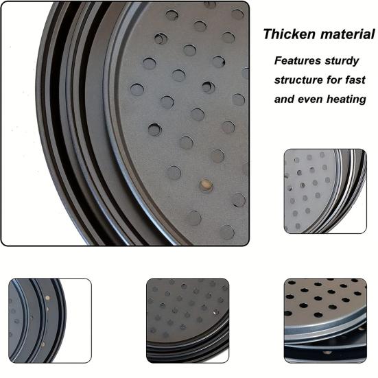 4Pcs Non-Stick Pizza Pan with Perforated Holes Heavy-Duty Round Barbecue Grill Pan Heat-Resistant Multipurpose Baking Tray for Bread Roasting Grilling
