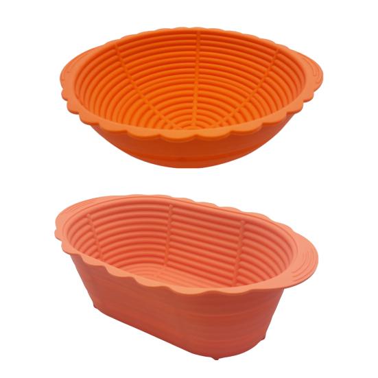 2Pcs Silicone Bread Proofing Basket Round Oval Sourdough Bread Making Banneton Heat Resistant Large Capacity Collapsible
