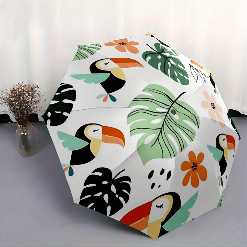 1pc Tropical Birds Automatic Open/close, All-Season Portable Folding Umbrella, Travel, Everyday, Formal Events116