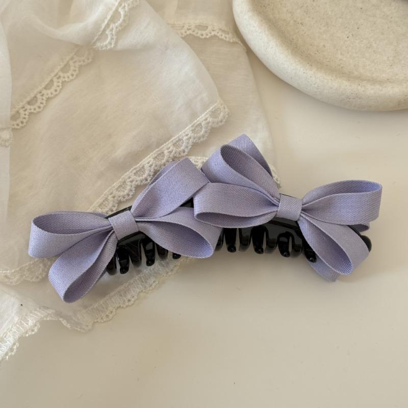 

Sweet Double Bow-shaped Banana Clip Hair Accessory for Girls Small Shangfang Style At The Back of The Head фіолетовий