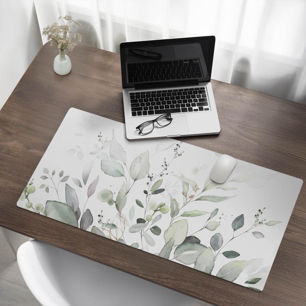 Vinyl Desk Mat with Stylish Print Pastel Leaves 100X50 Cm