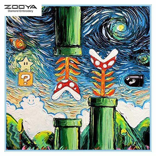 

ZOOYA DIY 3D Круглый Бриллиант Живопись Супер Мэри Вышивка Крестик Стежок Домашний декор