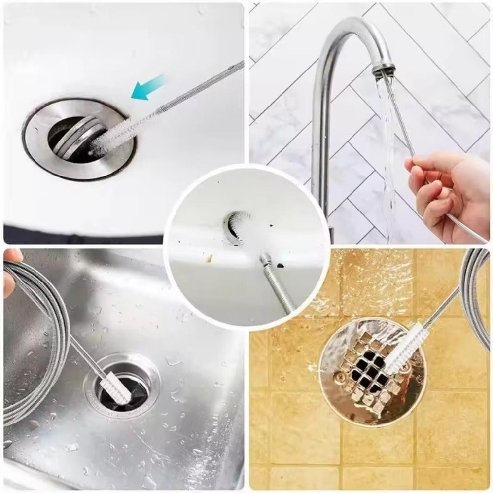 Long Flexible Refrigerator Drain Dredge Bendable Brush Nylons Bristles Refrigerator Scrub Brush 1M/1.5M Wire Tube Spring