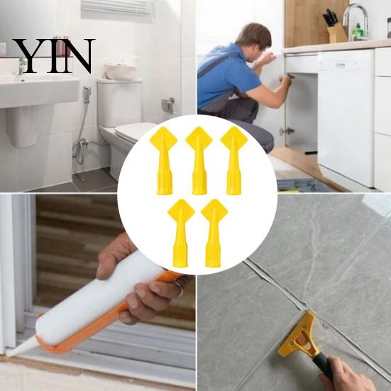 Precision Caulk Finishing Tool 5Pcs Tip Tools, Caulking Tips Set with Nozzle Adapter, Plastic Window Door Gap Filler Applicator Reusable Nozzles