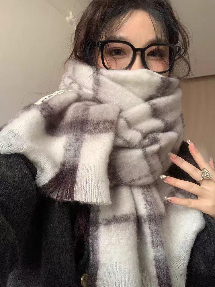Rainbow Candy Beans Ideas Atmosphere Yarn New Korean Version Scarf Women's Winter Sweet Tassel Warm Imitation Cashmere Scarf
