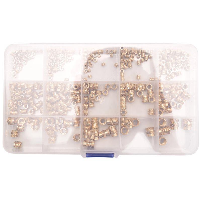 

A34R 400Pcs Threaded Inserts,M2/M2.5/M3//M5/M6 Thread Knurled Nuts Assortment Parts Kit Heat Set Insert For Plastic 3D Printin золотий