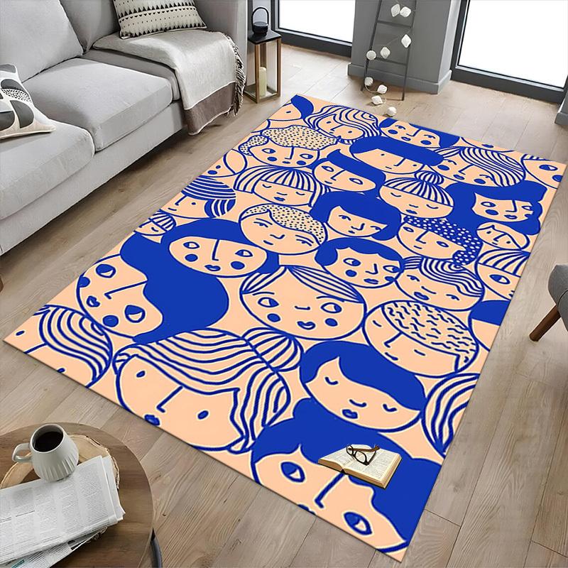 1PC Faces Pattern Extra Large Non Slip Floor carpet, Office, family, bedroom Large Area Rug Indoor Rugs, Vibrant Colors