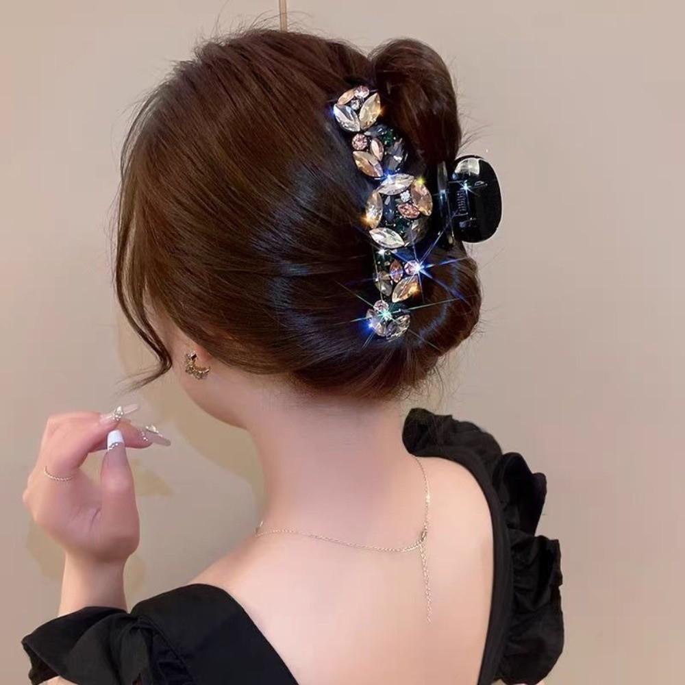 High-end Colorful Rhinestone Hair Clip Elegant Temperament Shark Clip Hairpin Hair Accessories