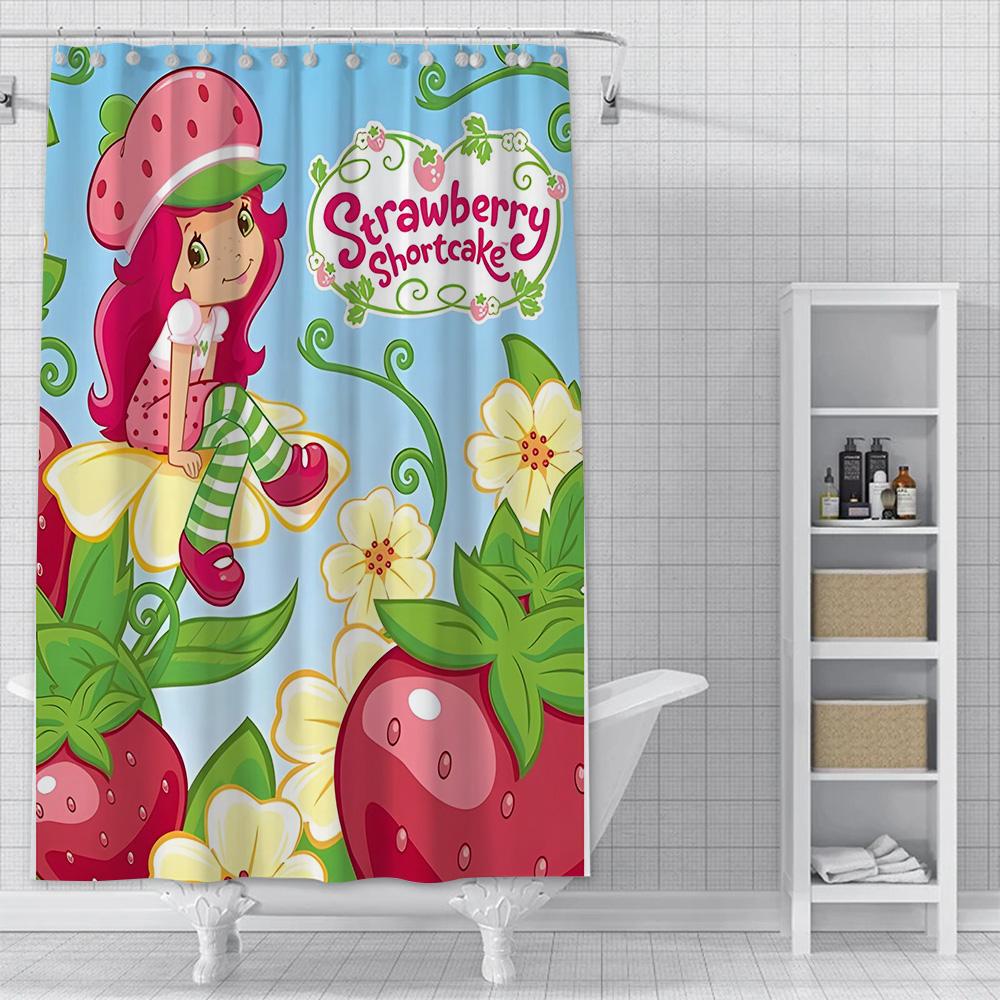 Duschvorhang Wasserdichtes Polyestergewebe Farbe Bunt Badezimmervorhänge Erdbeere Schatz Zuhause Badezimmerdeko Mit Haken