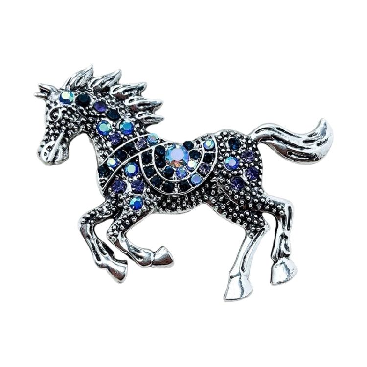 Elegant Equestrian Enamel Brooch with Crystal Accent Metal Pin Fashion Clothing Accessory for Daily Accessorizing
