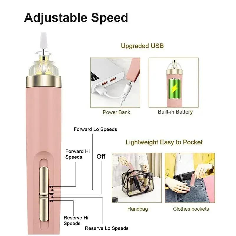 1/5 In 1 Professional Mini Electric Nail Drill Kit Battery Nail Art Exfoliating Polishing File Pen Machine Beauty