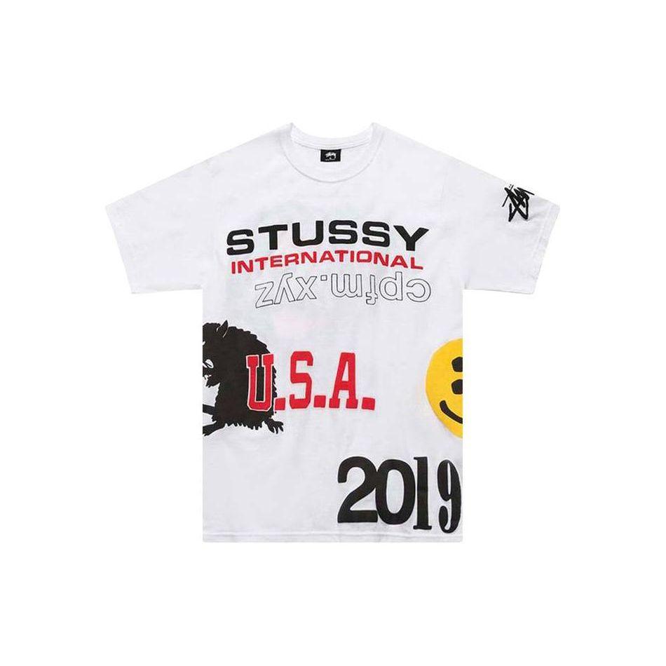 Stussy Solid Color Printed Round Neck American Vintage T-Shirt Men tops 3903488
