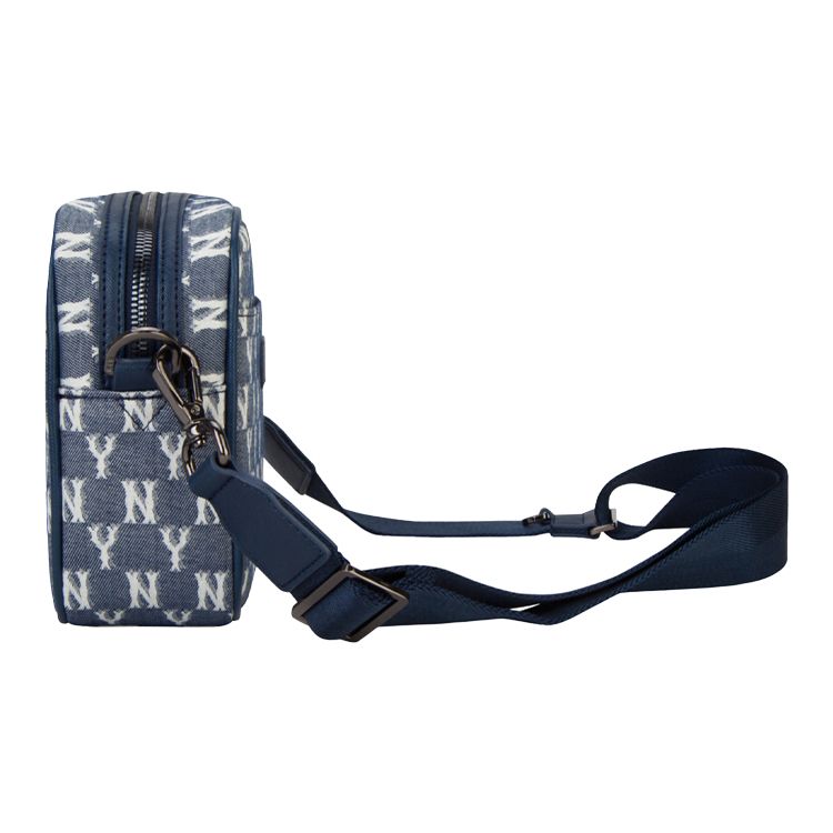 MLB Monogram Series NY Yankees Retro All Over Print Jacquard Detachable Polyester Shoulder Bag Unisex Shoulder Bag Denim-Blue 32BGDC011-50N