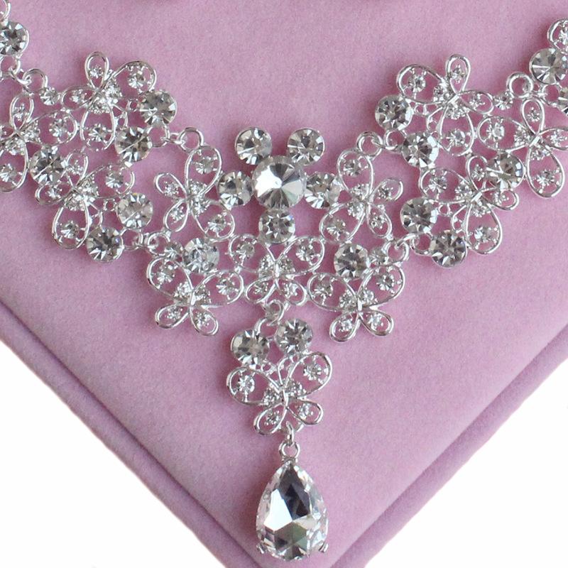 New Bridal Necklace Crown Wedding Accessories Butterfly Set Decorations Three-piece Set