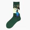 European & American Creative Oil Painting Mid-Calf Socks: Trendy Autumn/Winter High-Tube Cotton Socks