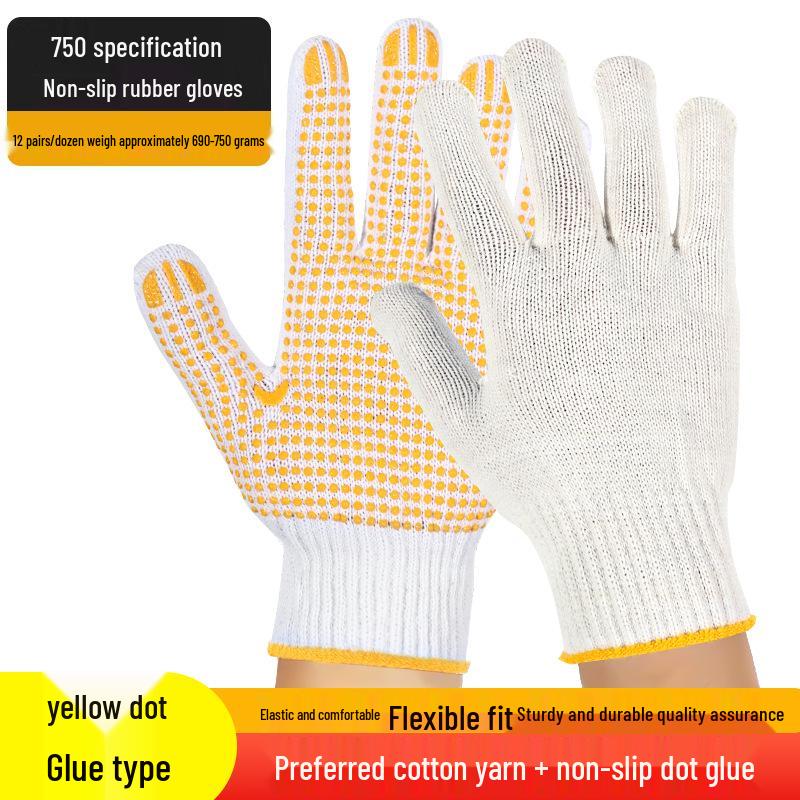Work-Grade Non-Slip Cotton Gloves: Wear-Resistant & Thickened for Construction, Handling & Rock Climbing