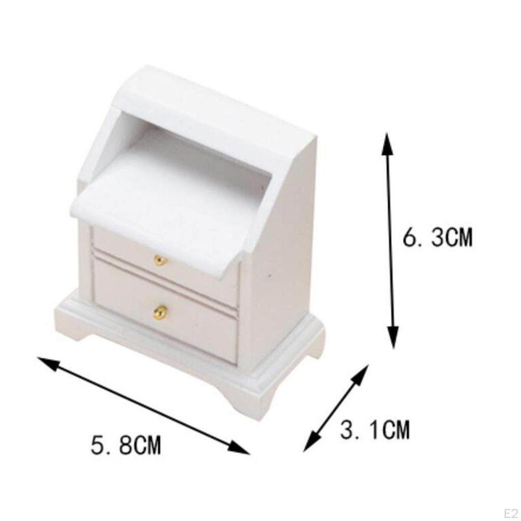 1/12 Dollhouse Bedside Table Side Miniature Wood Furniture Ornaments for Bedroom Durable