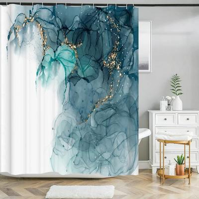 Art Marble Print Shower Curtain Waterproof Bathroom Curtain Modern Abstract Bath Curtain Toilet Partition Curtains With Hooks