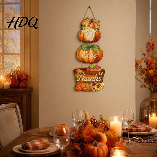 Weather-resistant Outdoor Decor Thanksgiving Pendant Durable Wooden Fall Decoration Pumpkin And Fruit