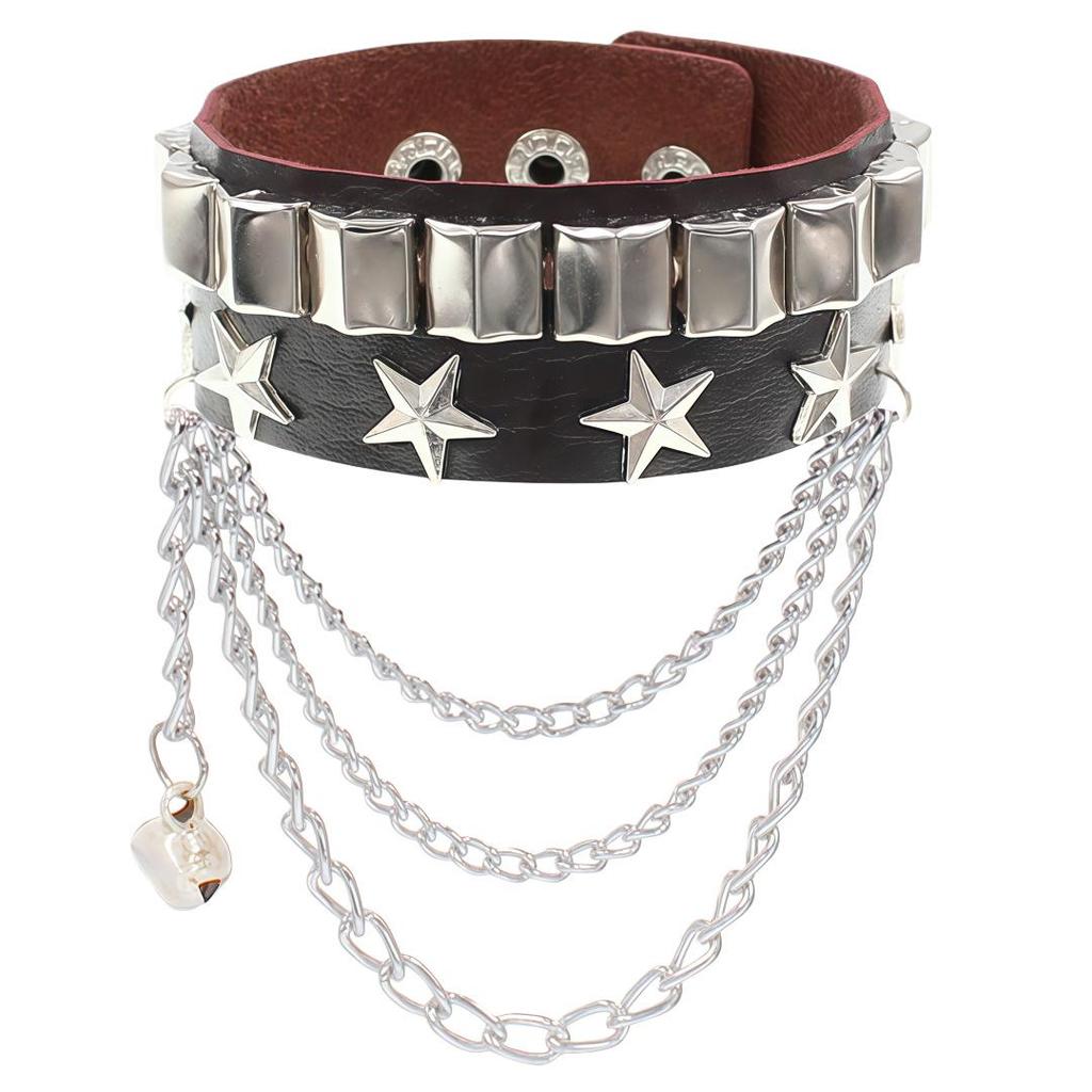 European & American Multi-layer Leather Skull Rivet Punk Bracelet