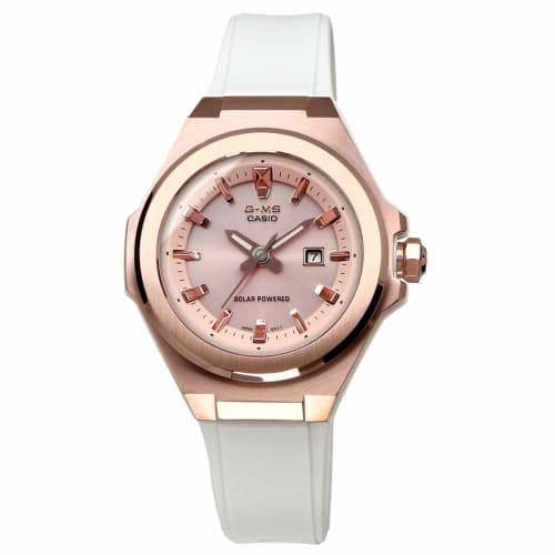 Casio Baby-G Women's Analog Metal Solar Watch G-MS White Rose Gold MSG-S500G-7A2