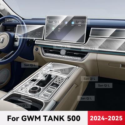 For GWM TANK 500 2024 2025 TPU Car Navigation Screen Film Gearbox Protective Sticker Anti-scratch Interior Accessories