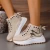 Women Plus Sizes Sneakers Lace Up Sexy Sneakers Thick Sole Girls Students Ankle Canvas Boots High Top Denim Canvas Shoes Female