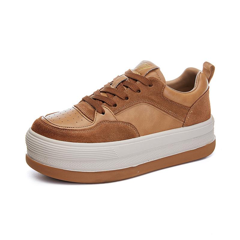 Spring retro board shoes 2025 new platform heightening shoes sports fashion white shoes casual versatile women's shoes