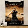 The Main Pattern Features a Warrior In Armor Roaring In a Desert Arena. Patterned Tapestry for Bedroom and Living Room Home Decor