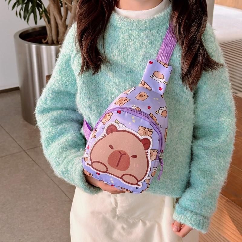 Capybara Printed Shoulder Crossbody Chest Bag Children Outdoor Wallet Leisure
