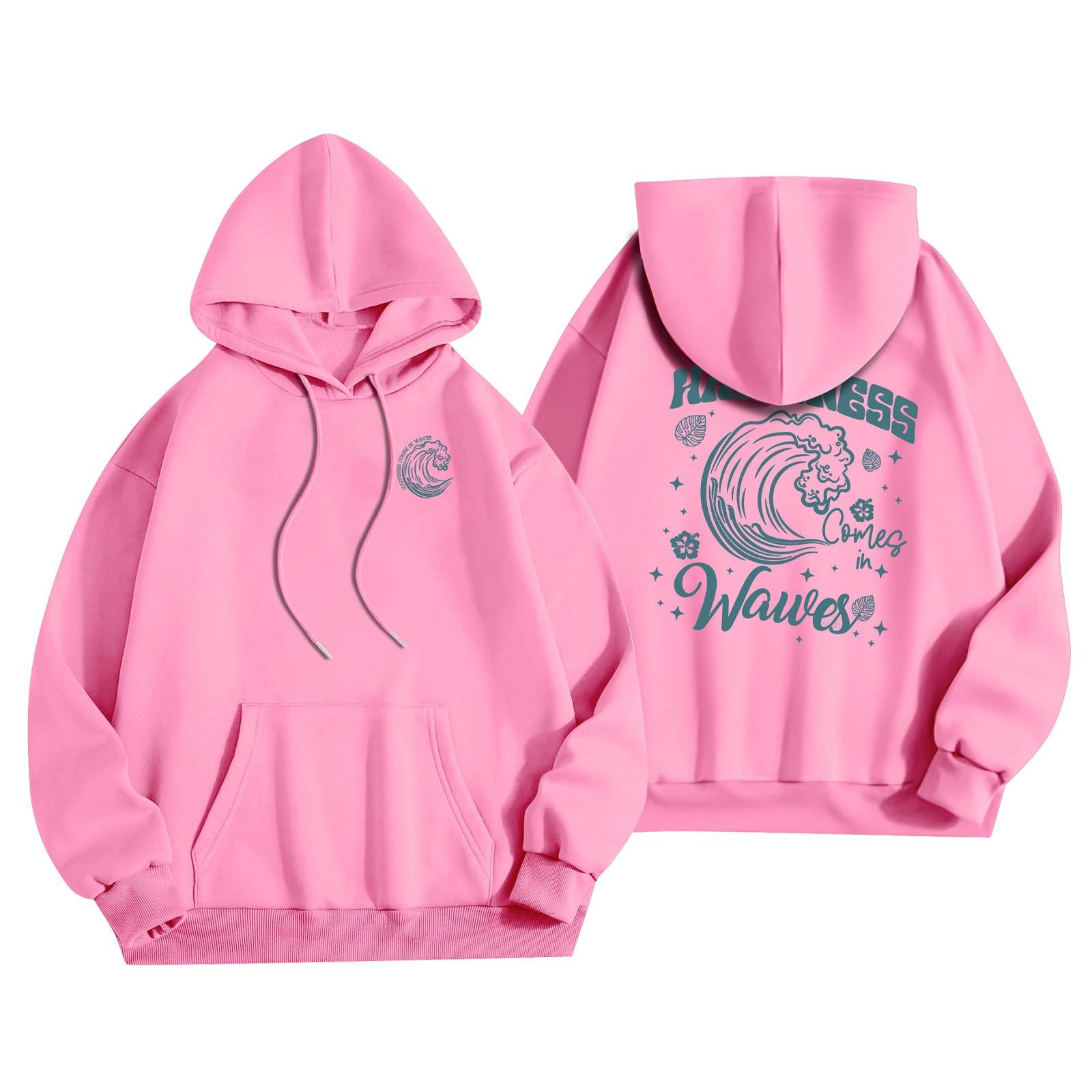 

Женский модный легкий свитер с длинными рукавами и карманами с цветочным принтом XL розовый