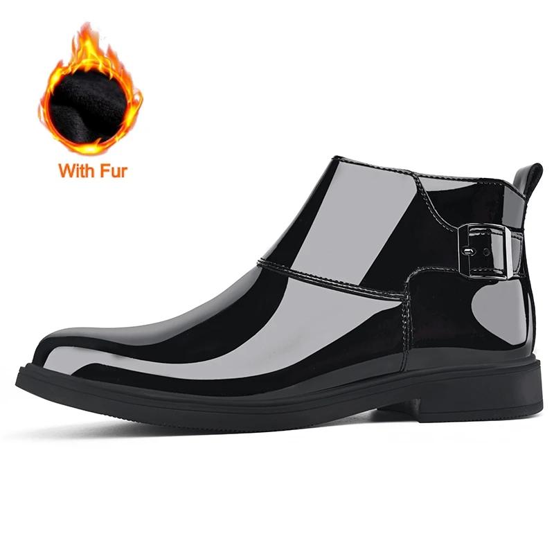 Fashion Fashion Style Chelsea Men's Boots Leather Pointed Toe Thick Soled Business High Quality Leather Shoes Outdoor Comfy Ankle Boot