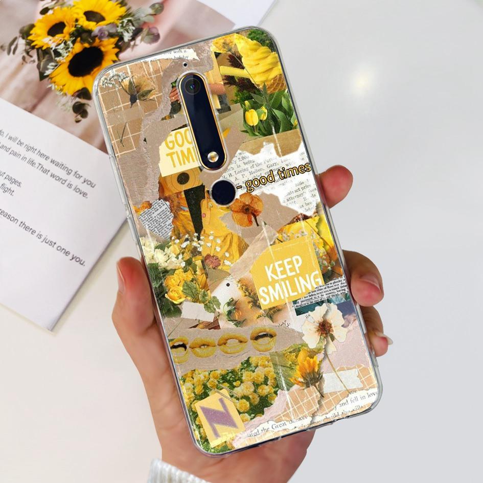 For Nokia 6 2018 Case Fashion Flower Soft Silicone Bumper For Nokia 6.1 Cover TA-1043 TA-1045 TA-1054 TA-1050 TA-1068 Phone Case