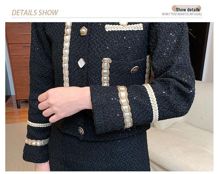 Elegant French Retro Tweed Skirt Suit - Spring/Autumn Fashionable Two-Piece Set