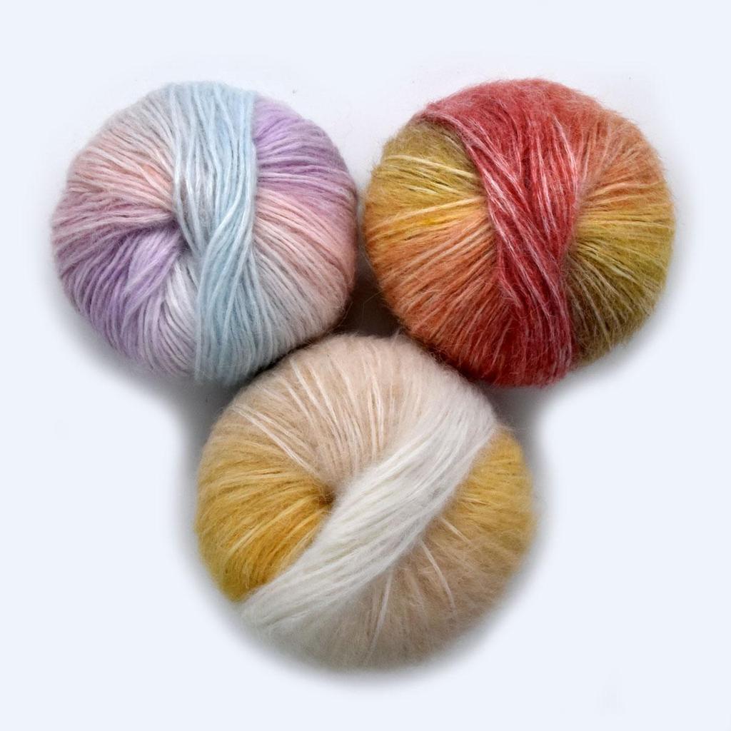 6pz 300g/10,56oz Filato di Mohair Super Morbido Extra Spesso Lavorazione a Maglia Uncinetto Lana Bundle di Filati Vivaci per Sciarpe Scialli Coperte Maglioni Artigianato Fai-da-te