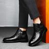 Fashion Fashion Crocodile Patterned Genuine Leather Mens Boots Luxury Brand Winter Fleece Warm Chelsea Boots High-quality Handmade Boots