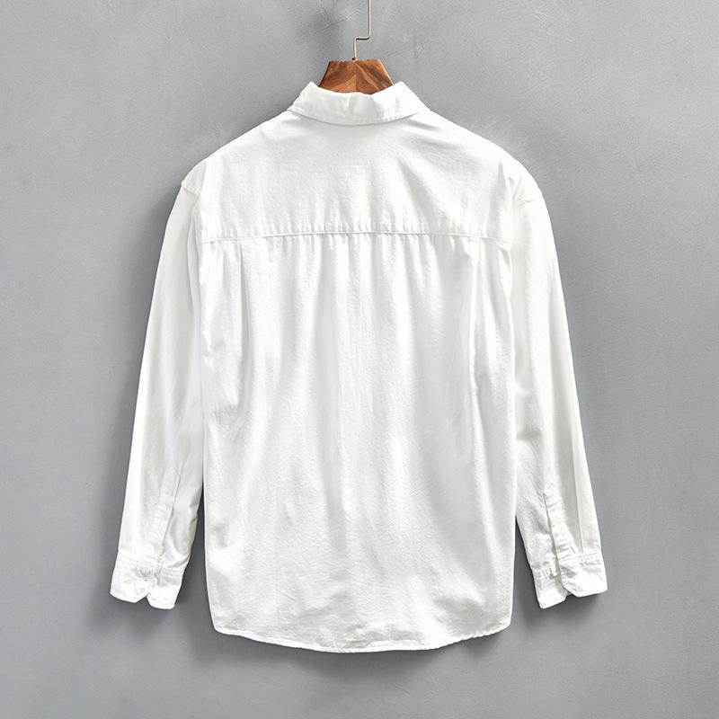 Japanese Style Cargo Mens Long Sleeved Shirts Spring and Autumn Casual Shirt Pocket Pure Cotton Button Shirt Daily Loose Top