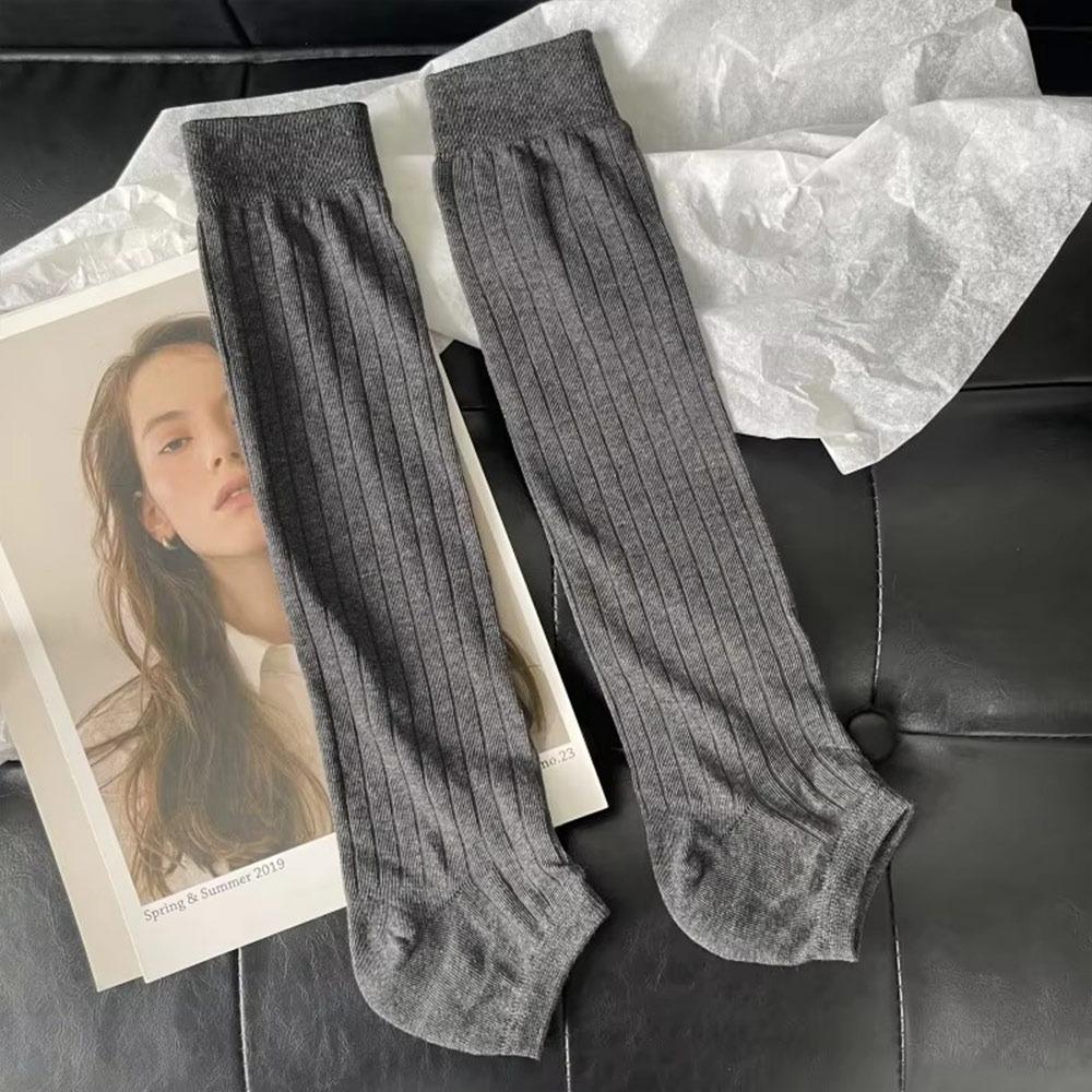 Breathable Vertical Stripes Leg Socks High Tube Women Daily Sock Casual Calf Socks