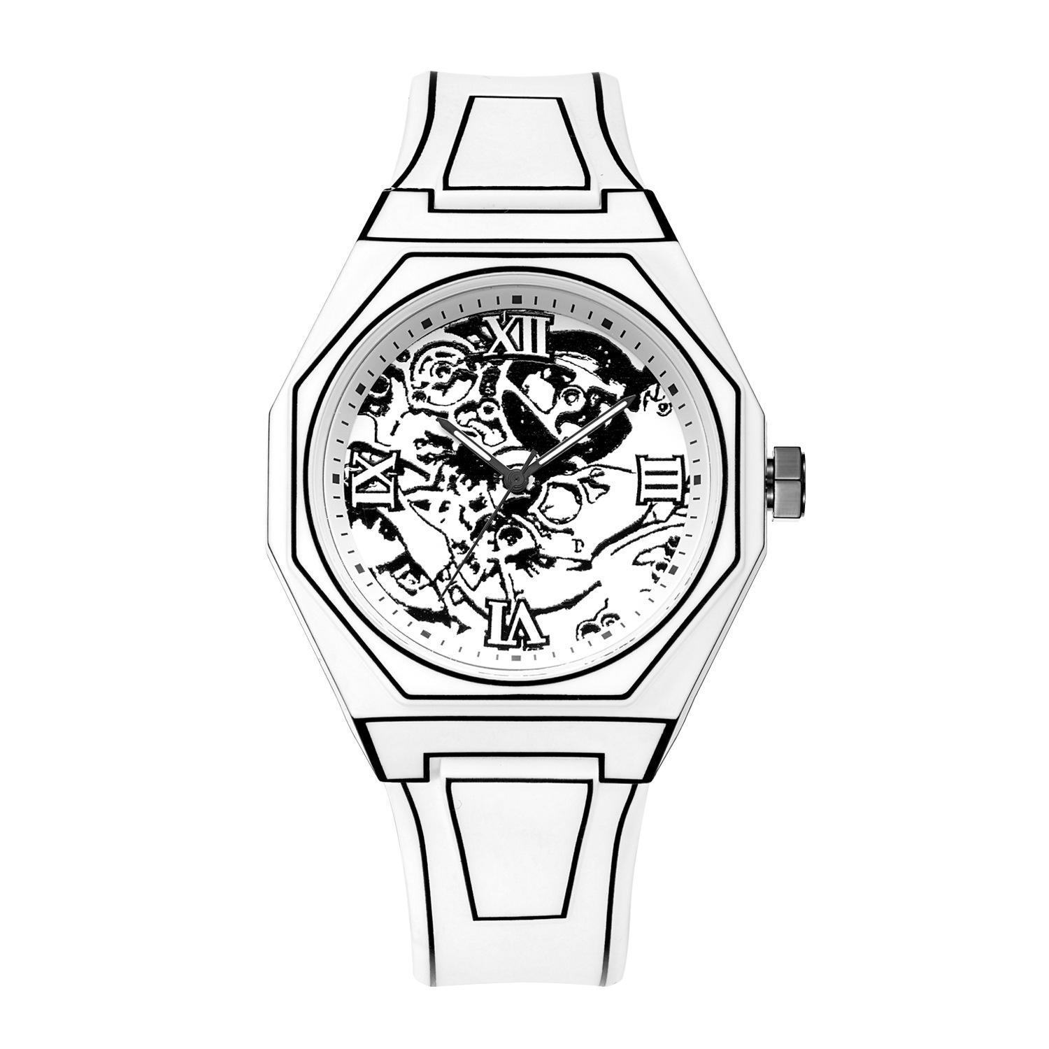 Creative Personality Fashion Octagon Cartoon Cartoon Pixel Niche Men S Watch Silicone Quartz Watch