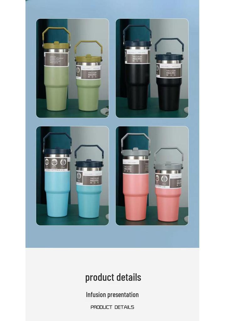 30oz Portable Stainless Steel Double-Walled Car Thermos Cup