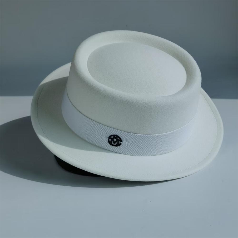 

French pork pie hat men Vintage fedora Hat woman turquoise fedora hat flat brim Felt hats Panama Gentlemen women Church Jazz Hat 56-58