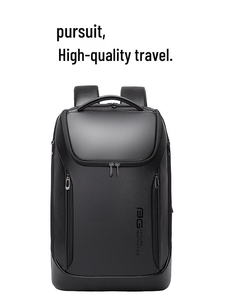 BANGE Men's Casual Leather Business Backpack - Top Layer Cowhide Fashion Computer Bag